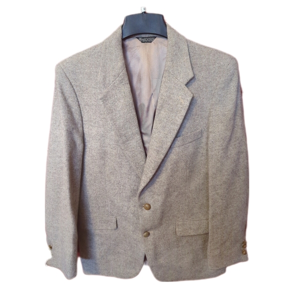 SERGIO VALENTE WOOL TAN TWEED JACKET SZ 42R - Picture 1 of 9